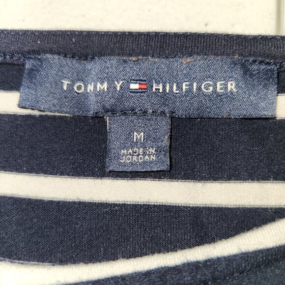 Tommy Hilfiger Women's M Blue White Striped Long Sleeve Pullover Knit Top  2304 - Picture 4 of 8